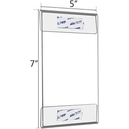 NIUBEE 5x7 Acrylic Sign Holder Wall Mount Clear Frame 6 Pack | With Adhesive Tapes, Vertical Display 5 x 7 Flyer Picture Postcard, For Office Flat Store Wall Door Window - size: 5x7"