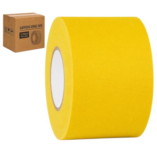 GGR Supplies CGT-80 Gaffers Stage Tape, Yellow, 4 in x 60 yd, 12-Pack | 12 Mil Low-Gloss Cloth, Clean Removal from Most Surfaces, Water and Abrasion Resistant, Cable Management, Film, Photography - color: Yellow, size: 4 in. (Pack of 12)
