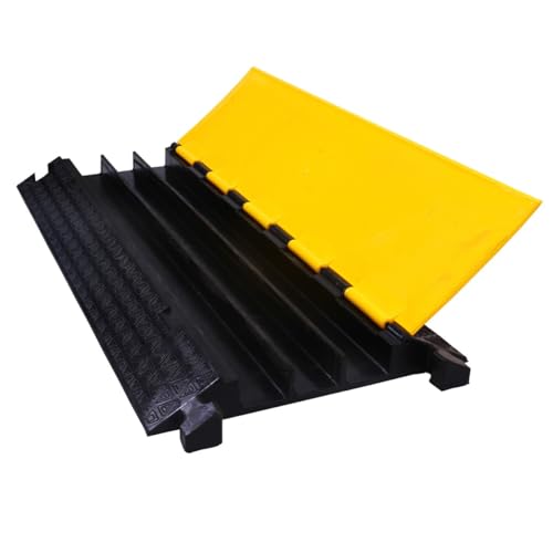 Kable Kontrol Atlas Cable Protector Wire Ramp - 3 Channel - 1 Pc - 35” Long Black & Yellow - 24000 Lbs Load Capacity - Rubber Speed Bump Wire Protector Cord Cover - CP9973 - size: 3 Channel - 1 Unit