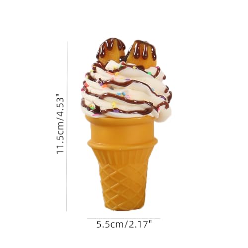 2PCS Fake Ice Cream with Peach Chocolate Prop for Display - color: White Yellow Peach, size: 2pcs