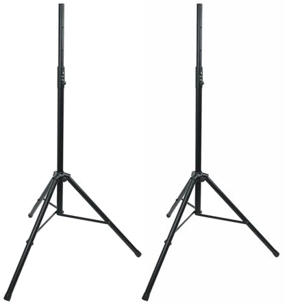 Rockville RVSS3 Pair V2 Tripod Push Button DJ PA Speaker Stands | Air Assist Lowering, All-Metal Design, 47"-81" Height, 130 lb Capacity, Travel Bag Included, 35mm Tube