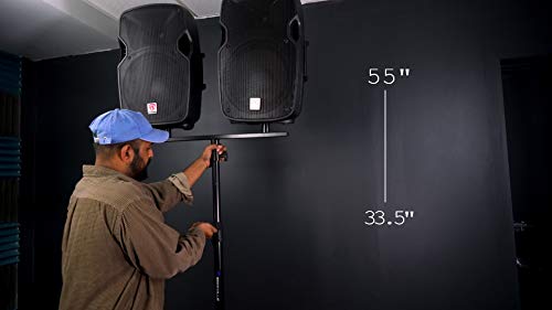 Rockville RSPAT M20 Subwoofer to Speaker Steel Pole Mount Adjustable Stand | M20 Threaded, 33.5" to 55" Height, 140 Lb Load, 35mm Diameter, Portable, DJ/Live Sound, Fits JBL/QSC/PreSonus/RCF/Mackie Subs
