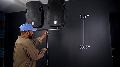 Rockville RSPAT M20 Subwoofer to Speaker Steel Pole Mount Adjustable Stand | M20 Threaded, 33.5" to 55" Height, 140 Lb Load, 35mm Diameter, Portable, DJ/Live Sound, Fits JBL/QSC/PreSonus/RCF/Mackie Subs