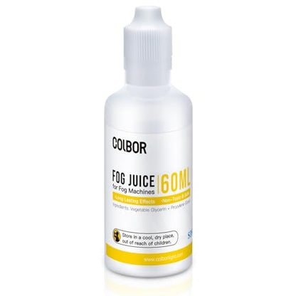 COLBOR Fog Machine Liquid, 2.03 fl oz (60ml) Fog Juice High Density Odorless Vegetable Glycerin Based Smoke Machine Fluid for Mini Portable Fog Machine COLBOR CF5/CF3 - size: Fog Juice 60ml