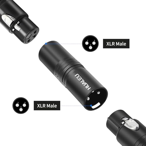 3Pin XLR Male to Male Adapter, Mic,Amplifier, Mixer XLR 3-Pin Microphone Cable Connectors Adapter-2Pack - color: XLR Male to Male