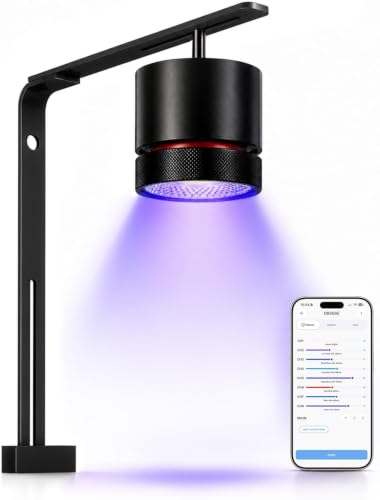 FZONE AXON 72W Reef Light, Saltwater Light with APP-Controlled 8-Channel and Master-Slave Group Control, Aquarium Marine led Light for SPS & LPS Corals, Marine Tanks, Fish Tank(Hanging Kit) - color: Blue
