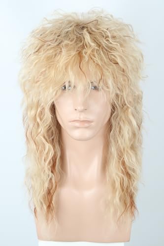 70's 80's Rock Mullet Wig Blonde Curls Halloween Costume Fashion Wigs Fancy Party Accessories Wigs - color: Golden/10