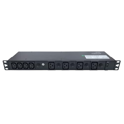30A Rack PDU, L6-30P Power Distribution Unit with 16 C13 and 4 C19 Outlets, 7200W 1U 19 Inch Horizontal Rack Mount Power Strip with 8 Overload Protection Devices and Steel Housing - color: 16 C13 + 4 C19