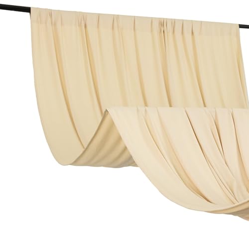 5x10 feet Beige 4-Way Stretch Spandex Divider Backdrop Curtain Party Wedding Ceremony Decorations - color: Beige