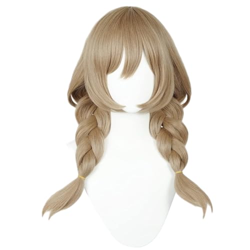 Brown Double Braids Librarian Cosplay Wig Heat Resistan Synthetic Fiber Hairs for Uniex Adult Halloween Christmas Cos Anime Party Replacement Wigs - color: Brown Double Braids