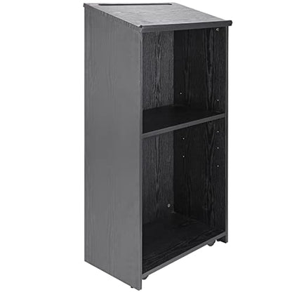 VEVOR Podium Stand, 47-inch Mobile Lectern with 4 Casters, Wooden Presentation Stand with Shelves, Angled Top, for Church, Office, School, Home Use, Black - color: Black