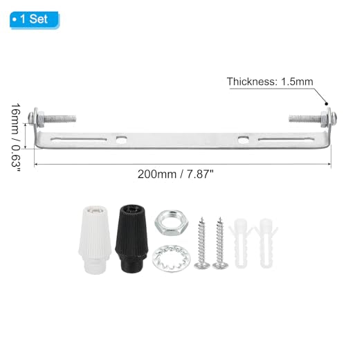 PATIKIL 200mm Ceiling Light Plate Kit, 1 Set Light Fixture Mounting Bracket Plate Steel Crossbar for Home Pendant Wall Light with Screw Washer Nut 2 Color Cap - size: 200mm