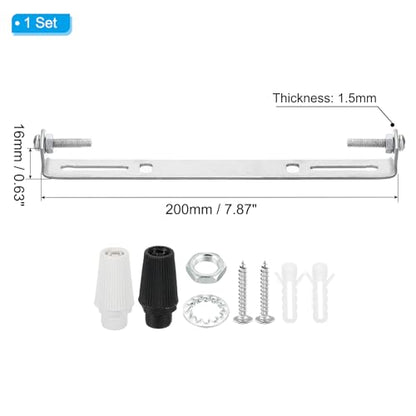 PATIKIL 200mm Ceiling Light Plate Kit, 1 Set Light Fixture Mounting Bracket Plate Steel Crossbar for Home Pendant Wall Light with Screw Washer Nut 2 Color Cap - size: 200mm