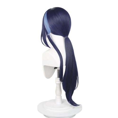 Clorinde Wig for Women Dark Purple Low Ponytail Straight Heat Resistan Synthetic Fiber Hairs for Unisex Adult Halloween Christmas Cos Anime Party Replacement Wigs - color: Dark Blue Low Long Ponytail