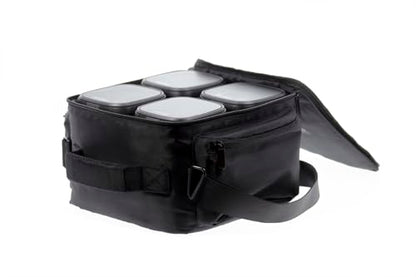 Rocksteady Stadium Carry Bag – Fits 4 Speakers or 2 Speakers + 1 Subwoofer | Compact 12"x12" | Padded Dividers | Shoulder Strap | Accessory Pockets | Black | Speaker Carry Bag, 12 By 12 Inch, Padded Dividers, Shoulder Strap, Accessory Pockets, Fits 2 Spea