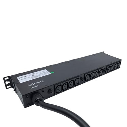30A Rack PDU, L6-30P Power Distribution Unit with 16 C13 and 4 C19 Outlets, 7200W 1U 19 Inch Horizontal Rack Mount Power Strip with 8 Overload Protection Devices and Steel Housing - color: 16 C13 + 4 C19