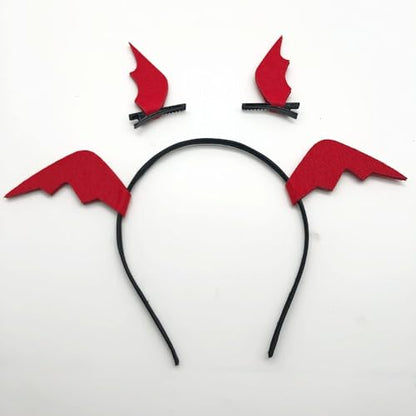 Halloween Bat Wings Headband Hair Clips for Women Devil Wing Hair Bands Barrettes Halloween Hair Accessories Cosplay Decorations