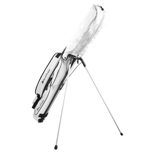 Orlimar Pitch 'N Putt Elite Sunday Golf Bag with Stand | Synthetic Leather, Lightweight, Small, Carry Handle, Rain Hood Cover, For A Few Clubs, Par 3, Driving Range, Men & Women - color: White/Black