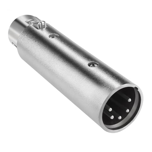 QIANRENON 5Pin XLR to 3Pin XLR DMX Converter Adapter - Male to Female Audio Connector, for DMX Stage Lighting & Microphone - style: 5M-3F