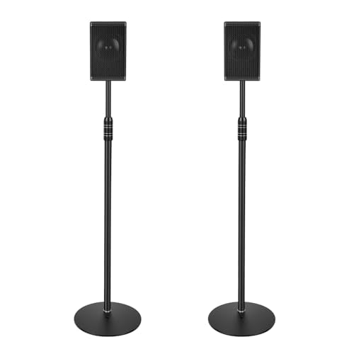 Speaker Stands, Adjustable Height from 33" to 48", 2 Packs