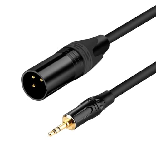 3.5mm to XLR Cable, 1.5 FT XLR to 3.5mm Unbalanced 1/8 inch Mini Jack Stereo to XLR Male Cord Adapter Mono Audio Cord for Cell Phone, La ptop, Speaker, Mixer - size: 1.5 FT