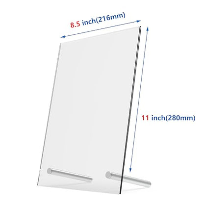 Clear Acrylic Sign Holder 8.5x11 Inch, Slanted Tabletop Display Stand with Metal Standoff Screws, Desktop Picture Photo Frame Menu Holder for Office, Countertop, Retail 6 Pack(8.5x11 inch 6pack) - size: 8.5x11 inch 6pack