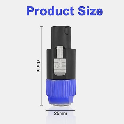 MEIRIYFA Speakon to 1/4 6.35mm Adapter Connector NL4FX 4-Pole SpeakON Male to 1/4 Inch TS Female Mono Plug Twist Lock Cable Adapter for NL4FC, NL4FX, NLT4X, NL2FC（2 PCS - size: Small