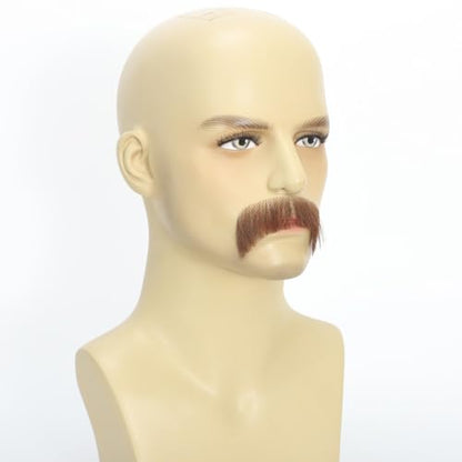 Hand-Tied Human Hair Fake Beard and Mustache for Costumes and Theater | Hand-knotted human hair on lightweight lace creates natural-looking facial hair for costumes, cosplay, theater and film - color: Style 4--brown