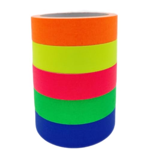 AISEY Neon Gaffer Cloth Tape, Fluorescent Colors Pro Gaff Tape Duct Tape UV Blacklight Glow in The Dark Tape for UV Party 0.6 inch x 33 feet, 5 Pack - size: 0.6 inch x 33 feet