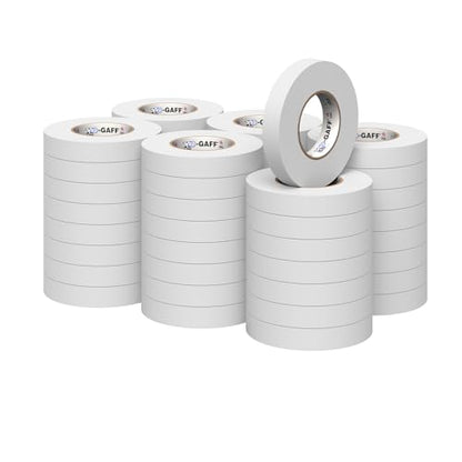 1" Pro Gaff Gaffers Tape 55 yards length white matte. Premium Heavy-Duty Gaffers Tape trusted by professional Gaffers. Made in the USA. Holds Tight, Easy to remove. (Pack of 48)