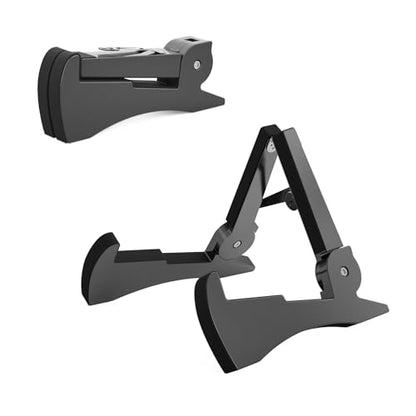 DIDA Portable Travel Guitar Stand, Lightweight Stable A- Frame Plastic Guitar Stand Holder for Acoustic, Electric Guitars, Ukulele, Foldable Guitar Stand Floor, Single Guitar Holder (Black) - color: Black