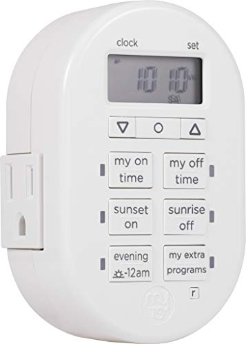 myTouchSmart Plug-in Digital Timer, 2 Grounded Outlets, White | Auto Adjust Sunrise/Sunset, 8 Custom On/Off Times, Battery Backup, For Indoor Use, Plug-in Timer for Electrical Outlets - size: 125V