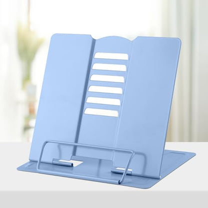 Honagu Desk Book Stand Metal Reading Rest Book Holder, Book Holders for Reading Hands Free, Adjustable Cookbook Documents Holder Bookstands for Recipes Textbooks Music Books (Dark Blue) - color: Dark Blue