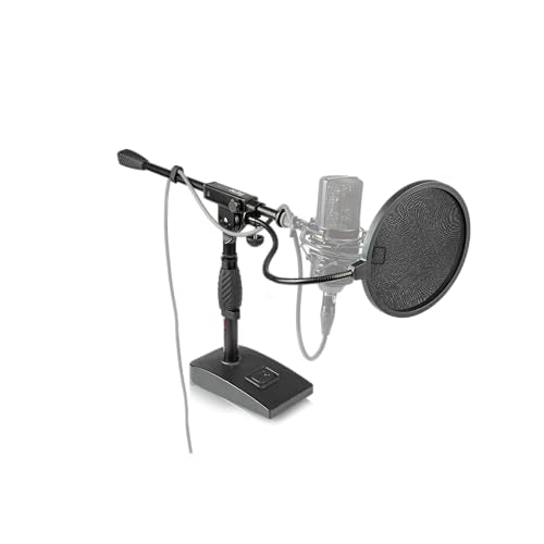 Gator Frameworks Weighted Desktop Microphone Stand with Boom (GFW-MIC-0821) | Compact Stand with 4.5" x 8" Base is Perfect for Desktop Use or Instrument Recording - style: Weighted Base