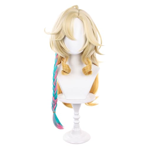 Blonde Gradient Long Wave Braids Cosplay Wig Heat Resistan Synthetic Fiber Hairs for Uniex Adult Halloween Christmas Cos Anime Party Replacement Wigs - color: Blonde Gradient Long Wave Braids