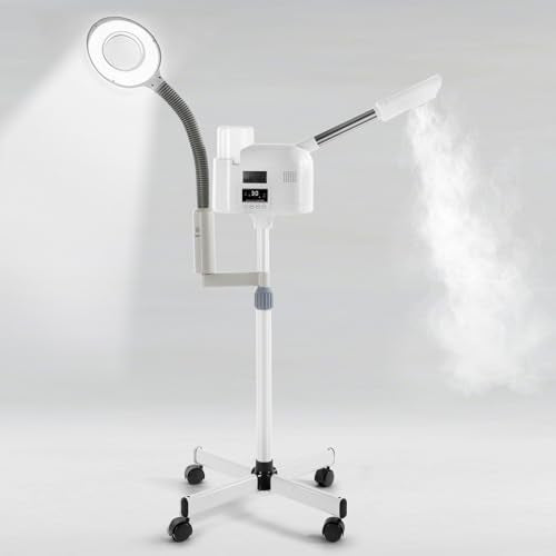 Artist hand Professional Facial Steamer with 5X LED Magnifying Lamp 2 in 1 | Hot Face Steamer Upgrade Esthetician Steamer for Facial Deep Cleansing, Fast Heating, Facial Machine, Beauty Salon Spa Home - size: White Hot & Magnifire Lamp