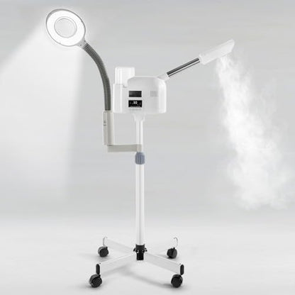 Artist hand Professional Facial Steamer with 5X LED Magnifying Lamp 2 in 1 | Hot Face Steamer Upgrade Esthetician Steamer for Facial Deep Cleansing, Fast Heating, Facial Machine, Beauty Salon Spa Home - size: White Hot & Magnifire Lamp
