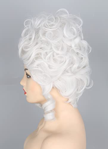 Topcosplay Halloween Costume Party Wigs for Women Girls White Powdered Wig Short Beehive Wigs Renaissance Wig - color: White