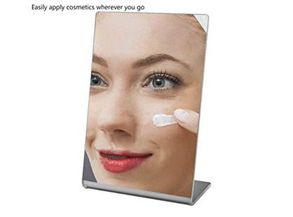 Marketing Holders 4 Pack Plexiglass Mirror 4" x 6" Slant Back Counter Top Free Standing Salons Optical and Jewelry Shops Travel Acrylic Slanted Mirrors Vanity Makeup Locker - size: 4"w x 6"h