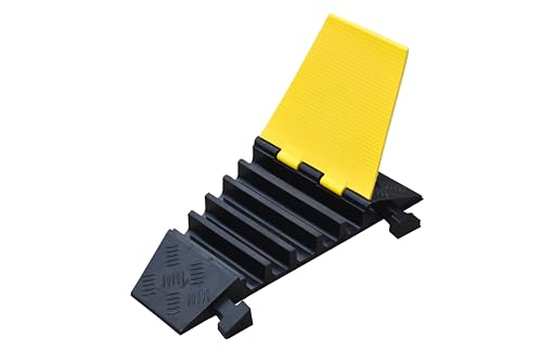 Kable Kontrol Atlas Heavy Duty Cable Protector - 22.5° Degree Right Turn - 5 Channel - CP9988 Compatible - Black & Yellow - Speed Bump and Wire Protector Turn for Indoor & Outdoor Use - size: 5 Channel - Right Turn