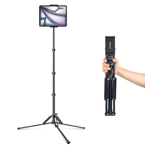 elitehood 65in Portable & Lightweight Aluminum iPad Tripod Stand for Music | 360° Swivel Tilt Adjustable iPad Stand Floor, Tablet Tripod for Watching & Recording, Fit iPad Pro 13 12.9 Air 11 Mini 6