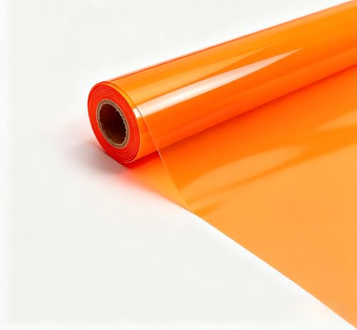 12” X 48” Tint Vinyl Film Sticker Sheet Roll for Car Headlight, Tail Lights, Fog Lights with Squeegee + Cutter (Neon Orange) - color: Neon Orange