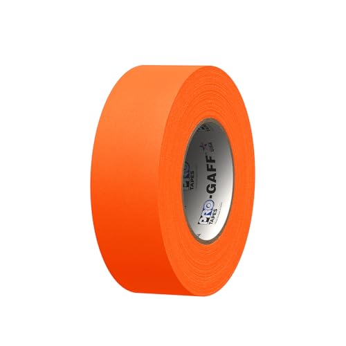 2" Pro Gaff Gaffers Tape 50 yards length fluorescent orange matte. Premium Heavy-Duty Gaffers Tape trusted by professional Gaffers. Made in the USA. Holds Tight, Easy to remove. (Pack of 24)