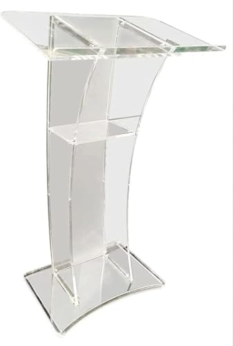 Slanted Podium Lectern Conference Pulpit Acrylic Podium Clear Transparent Church Lectern Pulpit Office Stand up Floor-Standing Podium Lectern (Type 3)