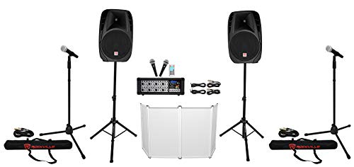 Rockville RPG2X15 15" DJ PA System with RFAAW Facade, 2 Pro Mic Kit 1