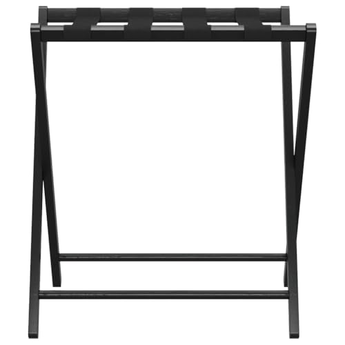 Luggage Rack for Guest Room, Foldable Suitcase Stand with Black Bamboo Frame, Heavy Duty Hotel Style Travel Accessory 27x15x23 Inches - color: Black 2