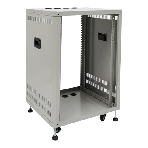 15U Network & Audio Rack with Feet & Wheels, Component Rack Cabinet Recording Studio Racks with Side Panels, Universal Network Server Case