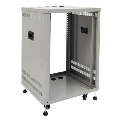 15U Network & Audio Rack with Feet & Wheels, Component Rack Cabinet Recording Studio Racks with Side Panels, Universal Network Server Case