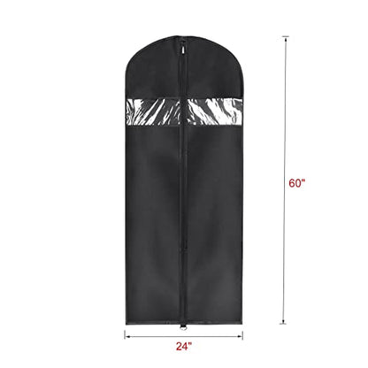 Univivi Garment Bag Suit Bags for Closet Storage, Black, 60 Inch, Set of 3 | Travel Bag with Zipper and Visible Transparent Window, Oxford Fabrics, Foldable Washable Suit Cover for Jacket, Suits, Coats - size: 24"X60"-3pcs - Oxford