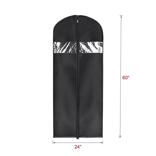 Univivi Garment Bag Suit Bag for Storage and Travel, 60 Inch, Set of 5 | Travel Bag with Zipper and Visible Transparent Window, Oxford Fabrics, Foldable Washable Suit Cover for Jacket, Suits, Coats - size: 24"X60"-5pcs - Oxford
